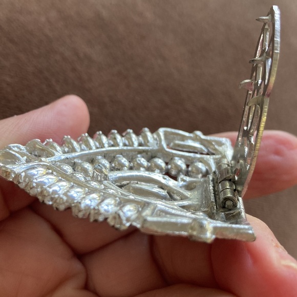 Large glass stones paste 1920s deco dress clip. Antique. - Picture 9 of 10